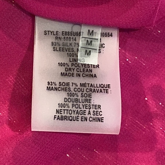 Elie Tahari magenta multicolored patterned blouse size medium - Picture 5 of 5